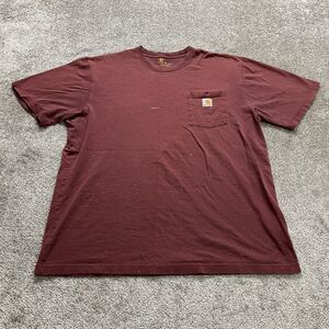 Carhartt Shirt Mens XL Original Fit Red Crew Neck Logo Pocket Tee Cotton K87
